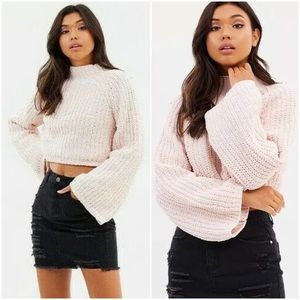 Missguided Luxe Flare Sleeve Knitted Crop Sweater